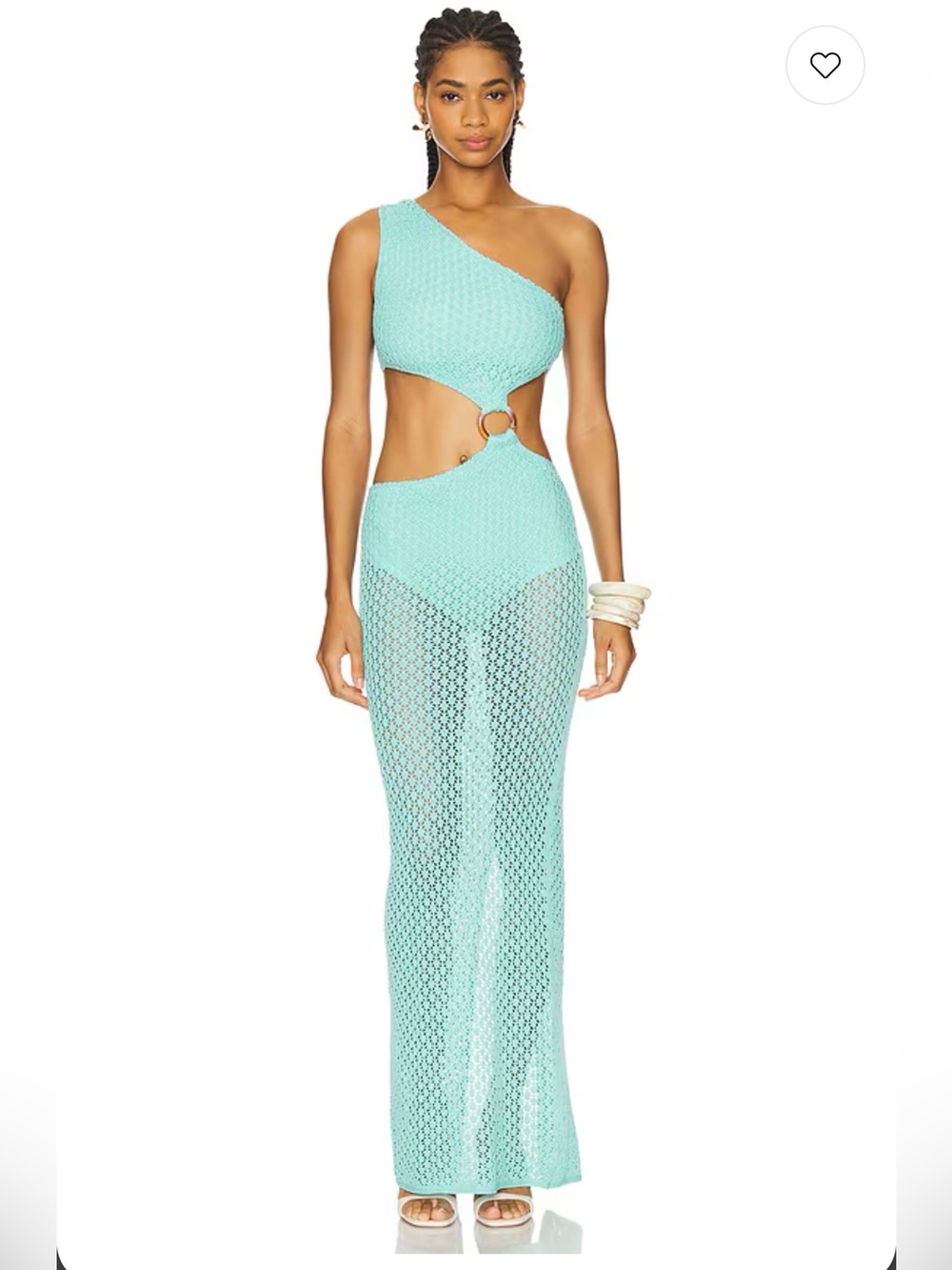 Bananhot revolve One-Shoulder Aqua Crochet Cutout Maxi Dress with Ring Detail